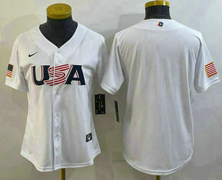 Women%27s USA Baseball Blank 2023 White World Baseball Classic Stitched Jerseys->2023 world baseball classic->MLB Jersey